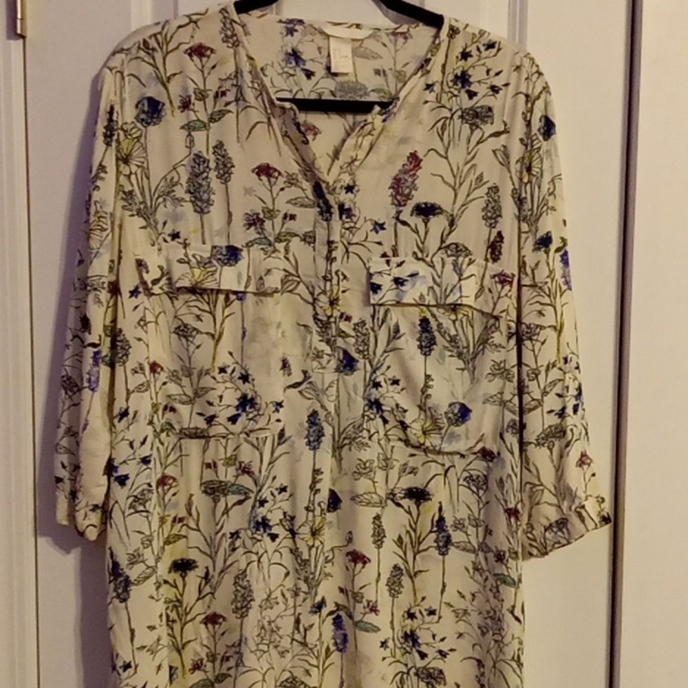H&M Floral Mini Dress - White and Blue - Picture 2 of 6